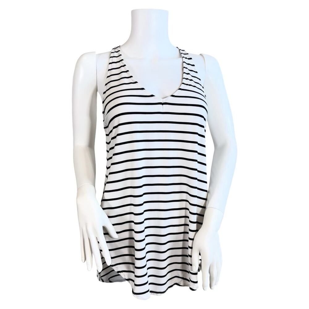 Tart Collections Racerback Black & White Stripe Tank SZ M $99 - Picture 2 of 10